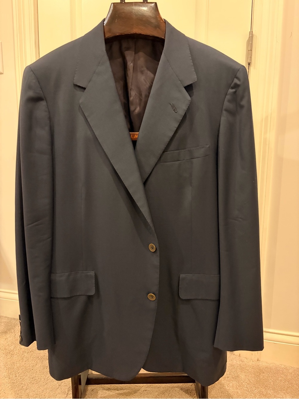 Oxxford Clothes Onwentsia 46T Navy Super 100s Wool Blazer Half Lined